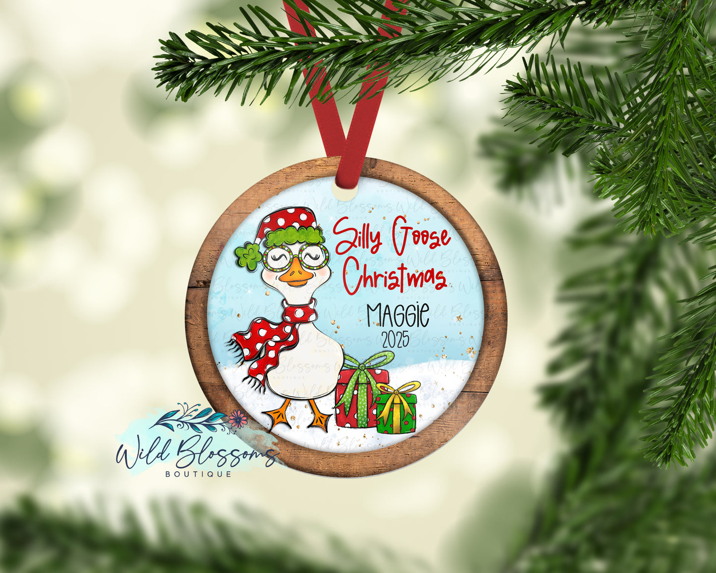 Silly Goose Christmas Personalized Ornament