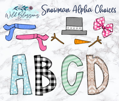 Snowman Alphabet Name Ornament