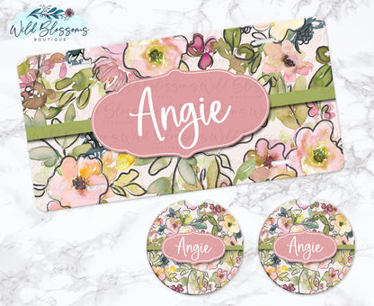 Spring Floral Personalized Car Coasters