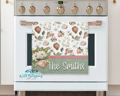 Strawberry Wildflower Personalized Kitchen Towel