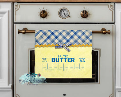 Stick of Butter Gingham Buffalo Plaid Personalized Kitchen Towel