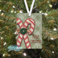 Stitched Candy Cane Merry Christmas Plaid Personalized Ornament