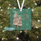 Stitched Pink Christmas Tree Personalized Square Ornament