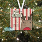 Stitched Reindeer Merry Christmas Personalized Square Ornament
