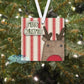 Stitched Reindeer Merry Christmas Personalized Square Ornament