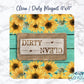 Teal Wooden Sunflower And Burlap Clean / Dirty Dishwasher Magnet
