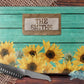 Teal Wooden Sunflower And Burlap Clean / Dirty Dishwasher Magnet