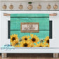 Teal Wooden Sunflower And Burlap Clean / Dirty Dishwasher Magnet