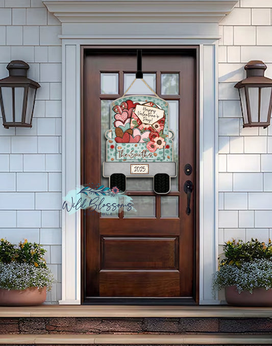 Valentine's Day Truck Personalized Door Hanger