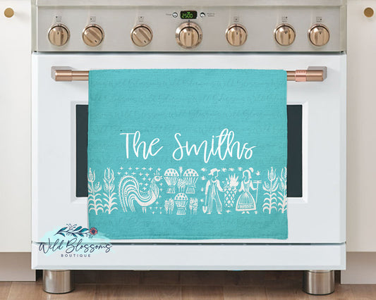 Vintage Butterprint Personalized Kitchen Towel