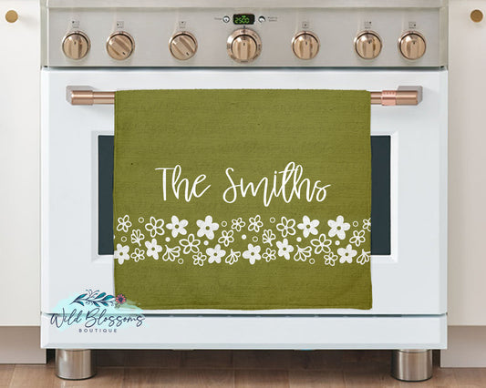 Vintage Crazy Daisy Personalized Kitchen Towel