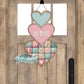 Vintage Patchwork Valentine's Day Stacked Hearts Personalized Door Hanger