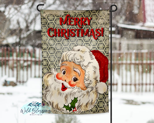 Vintage Santa Merry Christmas Personalized Garden Flag
