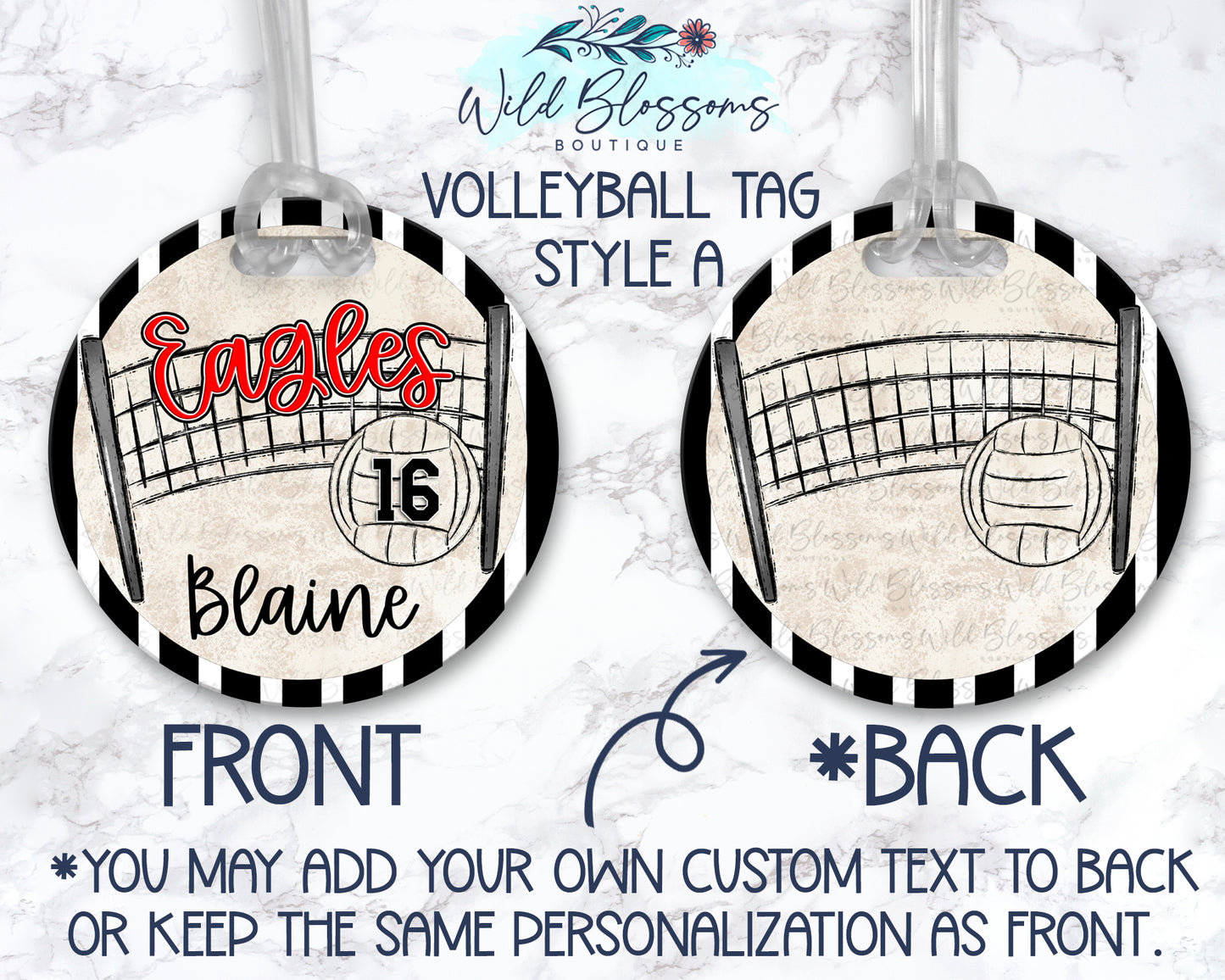 Personalized Volleyball Bag Tag