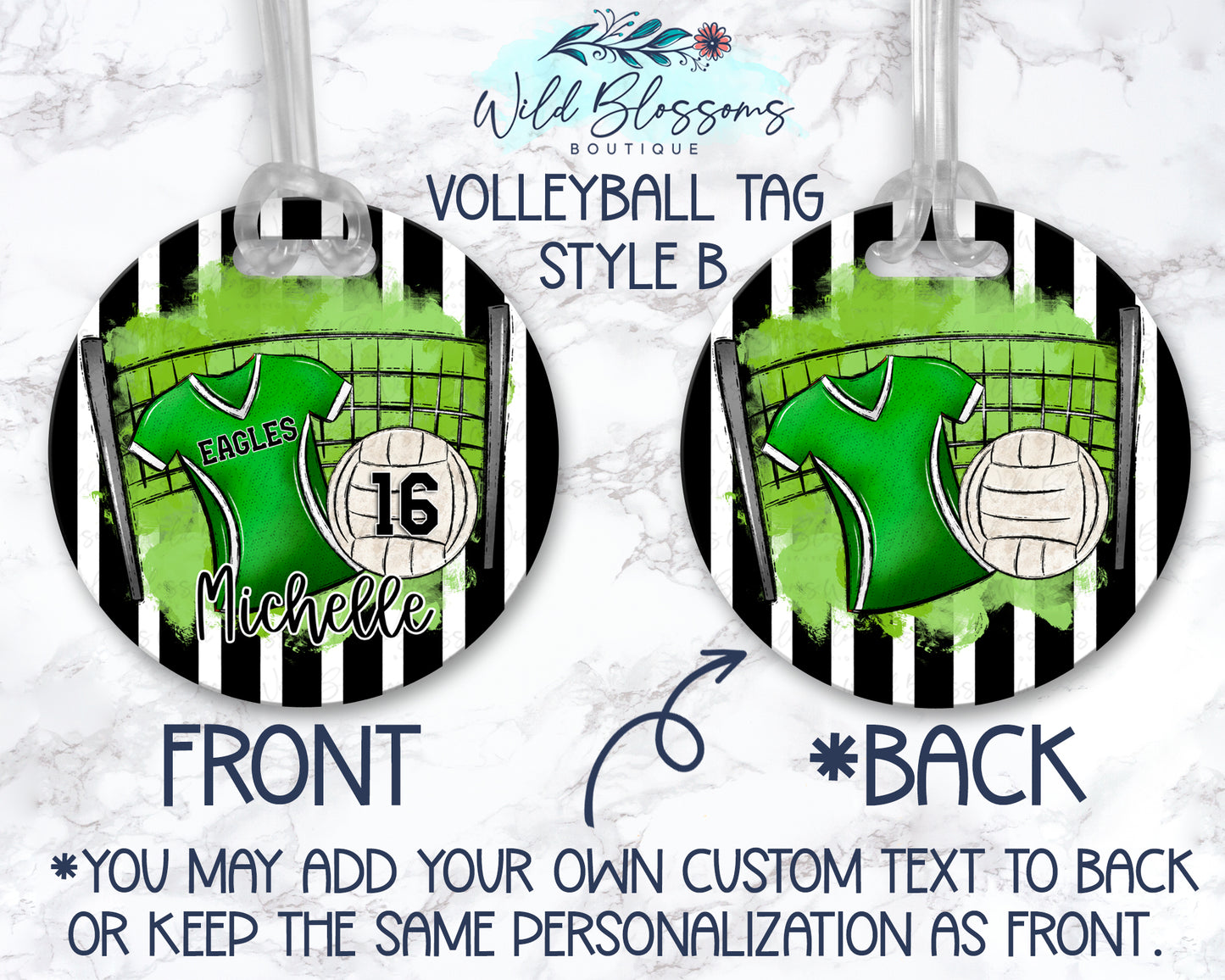 Personalized Volleyball Bag Tag