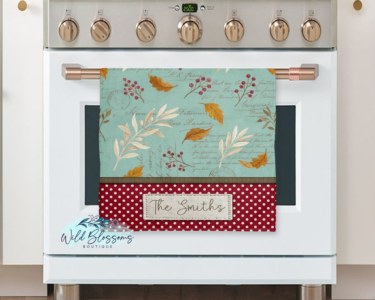 Vintage Fall Personalized Kitchen Towel