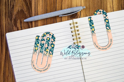 Vintage Floral Scripture Paper Clip Bookmarks - 5 Designs to Choose From