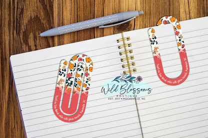 Vintage Floral Scripture Paper Clip Bookmarks - 5 Designs to Choose From