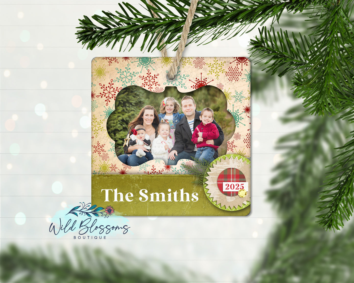 Vintage Snowflake Personalized Photo Ornament