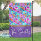 Purple Wooden Hibiscus Floral Personalized Garden Flag