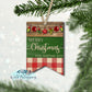 Wooden Merry Christmas Buffalo Plaid Personalized Ornament