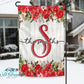Wooden Poinsettia Christmas Floral Personalized Garden Flag