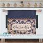 Whimsical Peach and Navy Floral Personalized Kitchen Towel