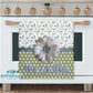 Whimsical Floral Daisy and Green Polka Dot Personalized Kitchen Towel