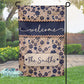 Whimsical Peach and Navy Floral Personalized Garden Flag