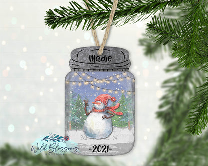 Winter Snowman Mason Jar Ornament