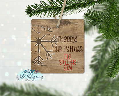 Personalized Christmas Ornament | Rustic Wooden Holiday Ornament | Choose Santa, Snowman, Reindeer or Tree