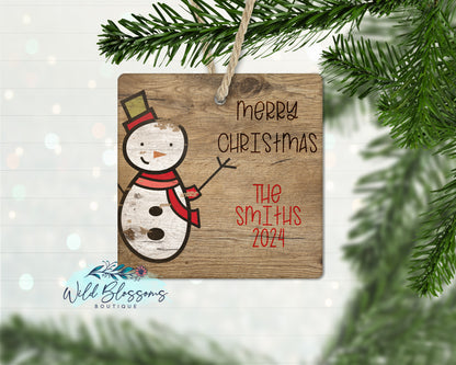 Personalized Christmas Ornament | Rustic Wooden Holiday Ornament | Choose Santa, Snowman, Reindeer or Tree