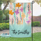 Whimsical Wildflowers with Aqua Pattern Personalized Garden Flag