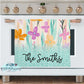 Whimsical Wildflowers with Aqua Pattern Personalized Kitchen Towel