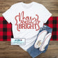Metallic Red Merry and Bright Graphic Tee