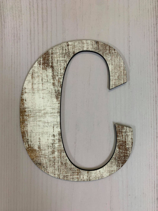 Distressed Wooden Look Individual Letter Tiered Tray Decor