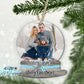 Floral Pine Garland Photo Snow Globe Ornament