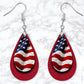 American Flag Leather Look Drop Earrings