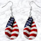 American Flag Leather Look Drop Earrings