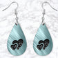 Aqua Brushed Metal Heart Drop Earrings