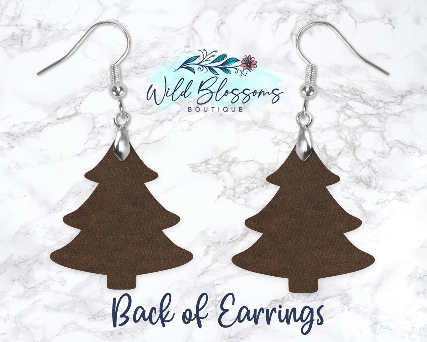 White Christmas Tree Drop Earrings