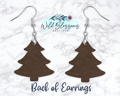 White Christmas Tree Drop Earrings