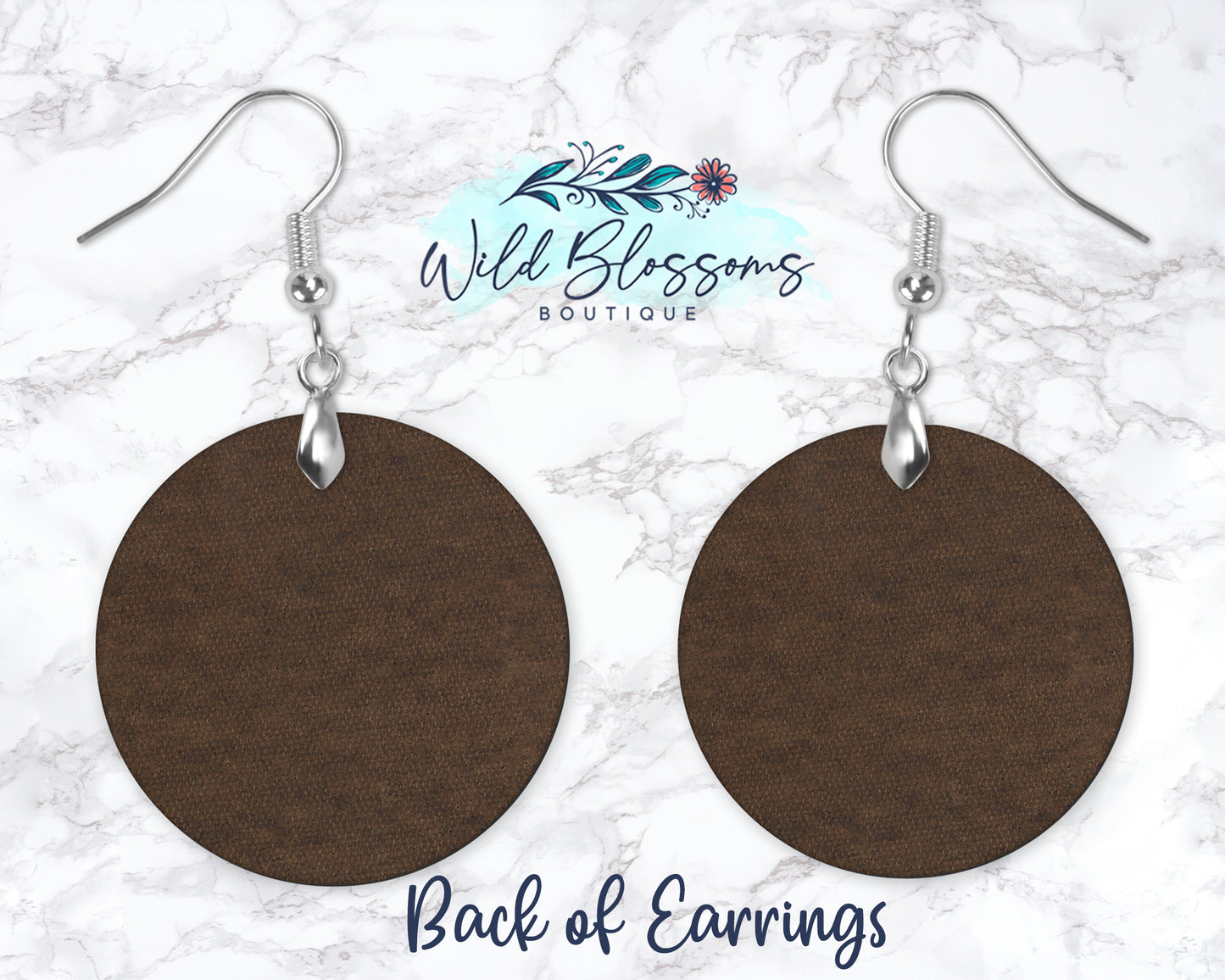 Blue And Teal Floral Round Drop Earrings