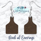 Floral Embossed Leather Look Cow Tag Drop Earrings