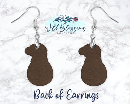 Red Buffalo Plaid Snowman Drop Earrings
