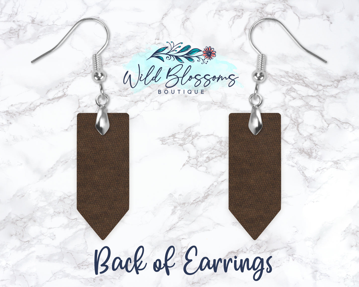 Wooden Floral Pencil Drop Earrings