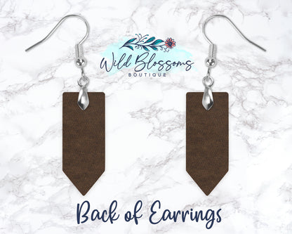 Wooden Floral Pencil Drop Earrings