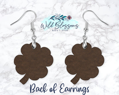 Green With Gold Polka Dot Shamrock Drop Earrings
