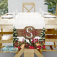 Christmas Floral Burlap Table Runner