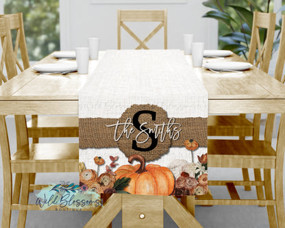 Fall Floral Burlap Kitchen Towel